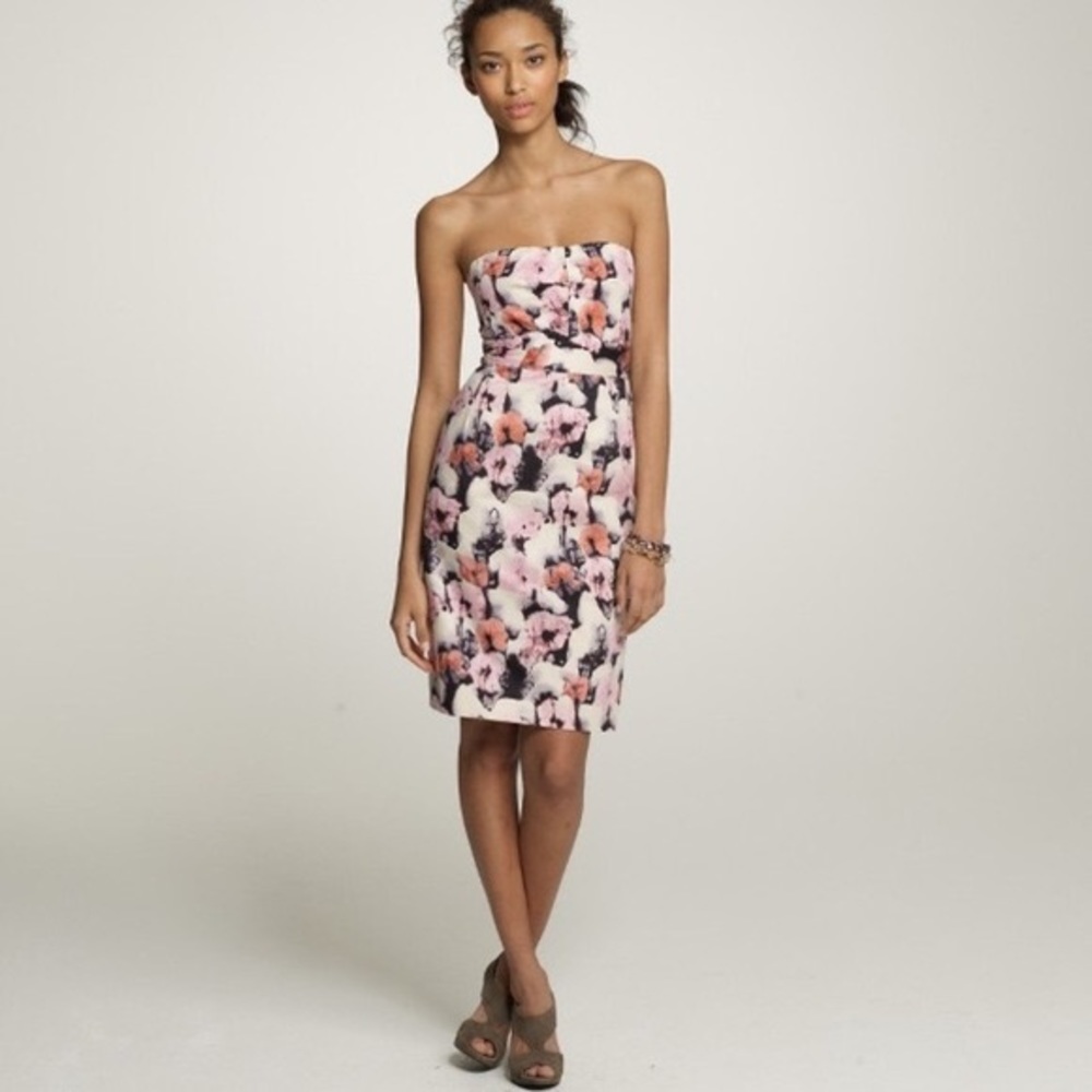 J. Crew Sz 12 Watercolor Potpourri Strapless Dress
